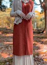Load image into Gallery viewer, Charlotte Vest Cardigan in Rust