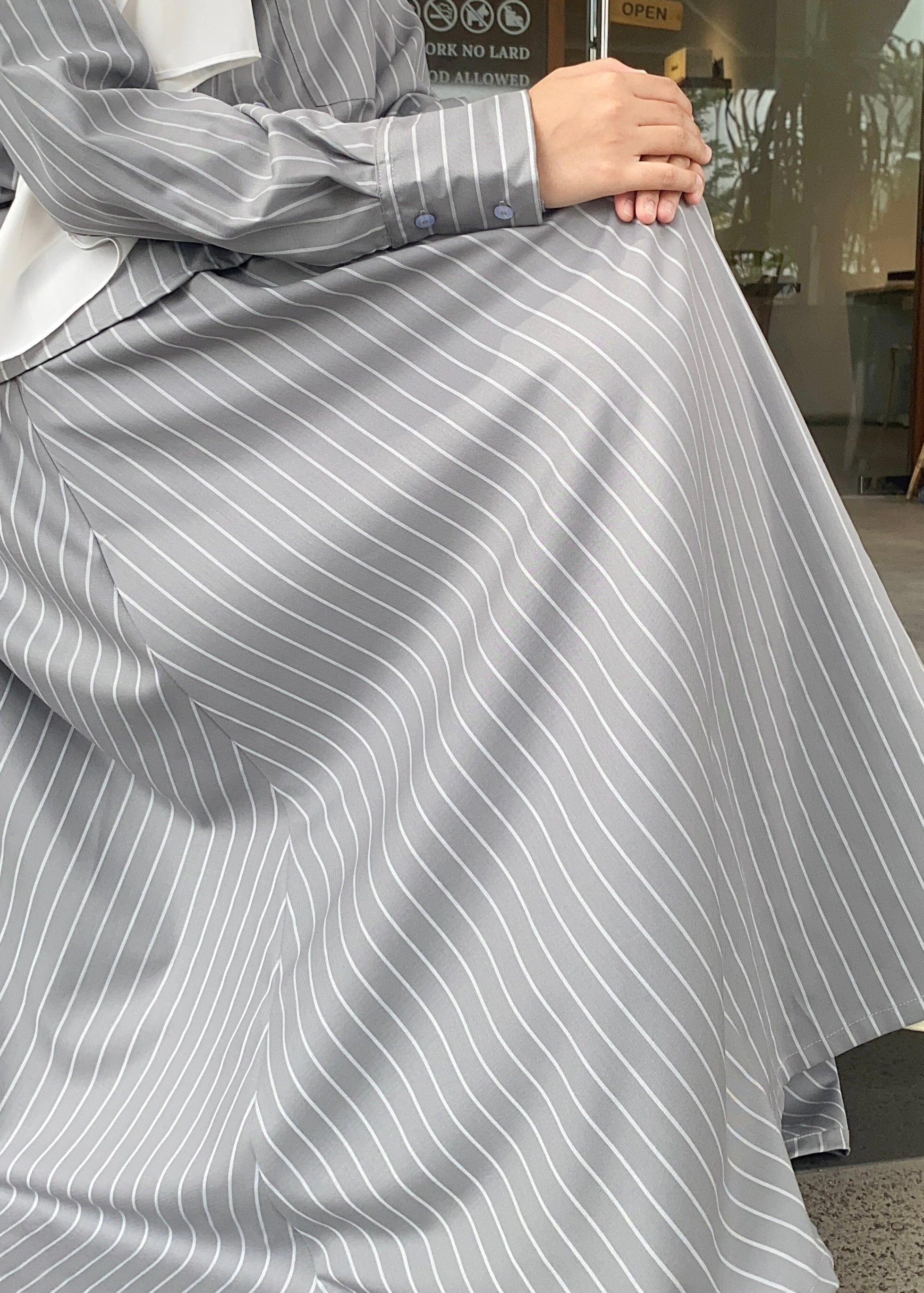 Lucy Striped Skirt in Grey