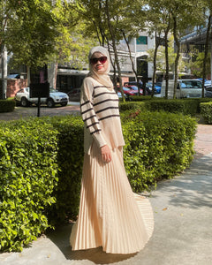 Evelyn Striped Top in Beige