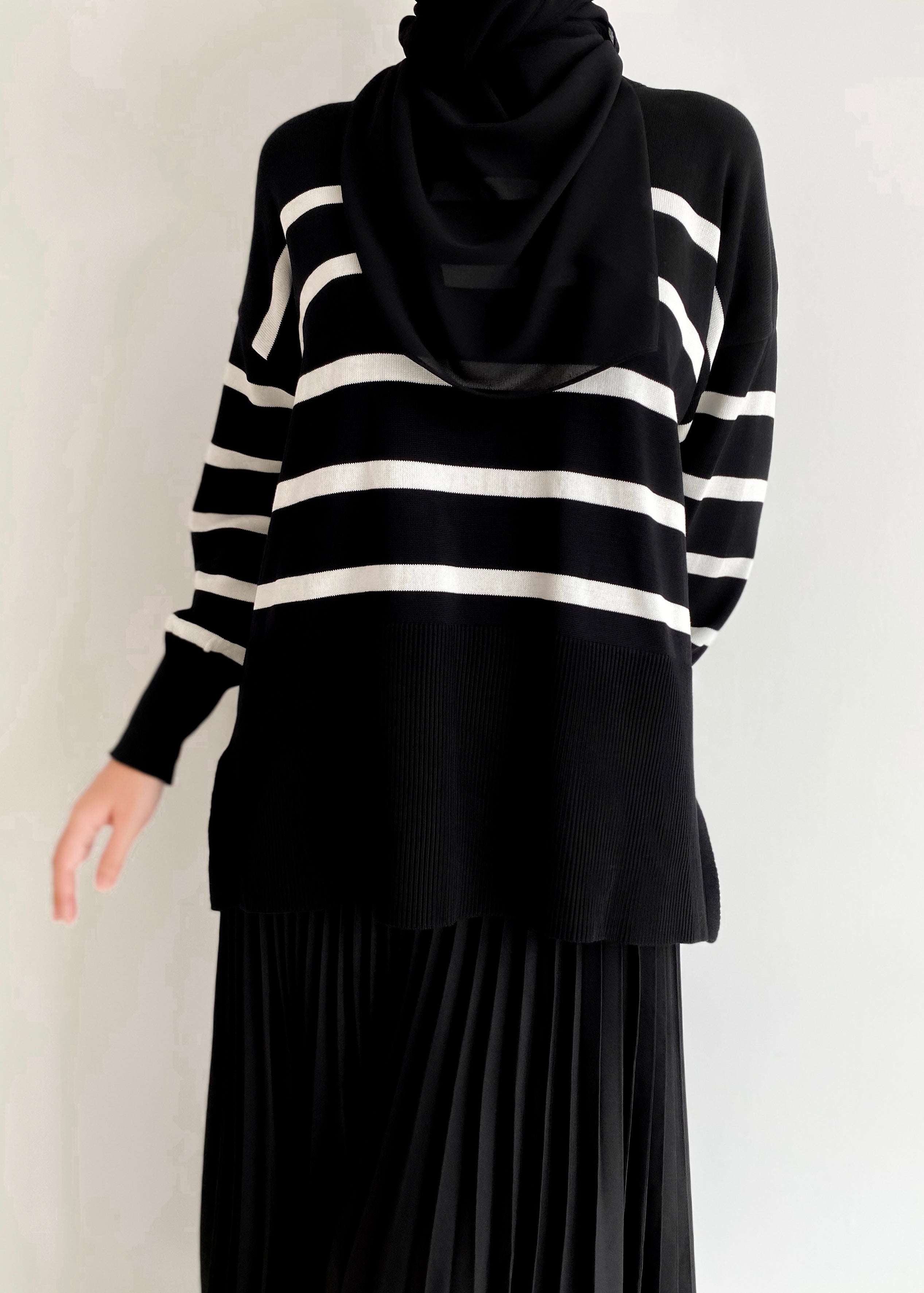 Evelyn Striped Top in Black