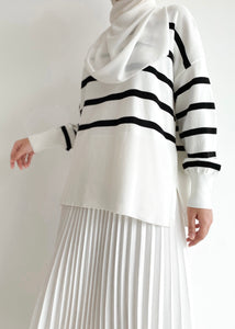 Evelyn Striped Top in Off White
