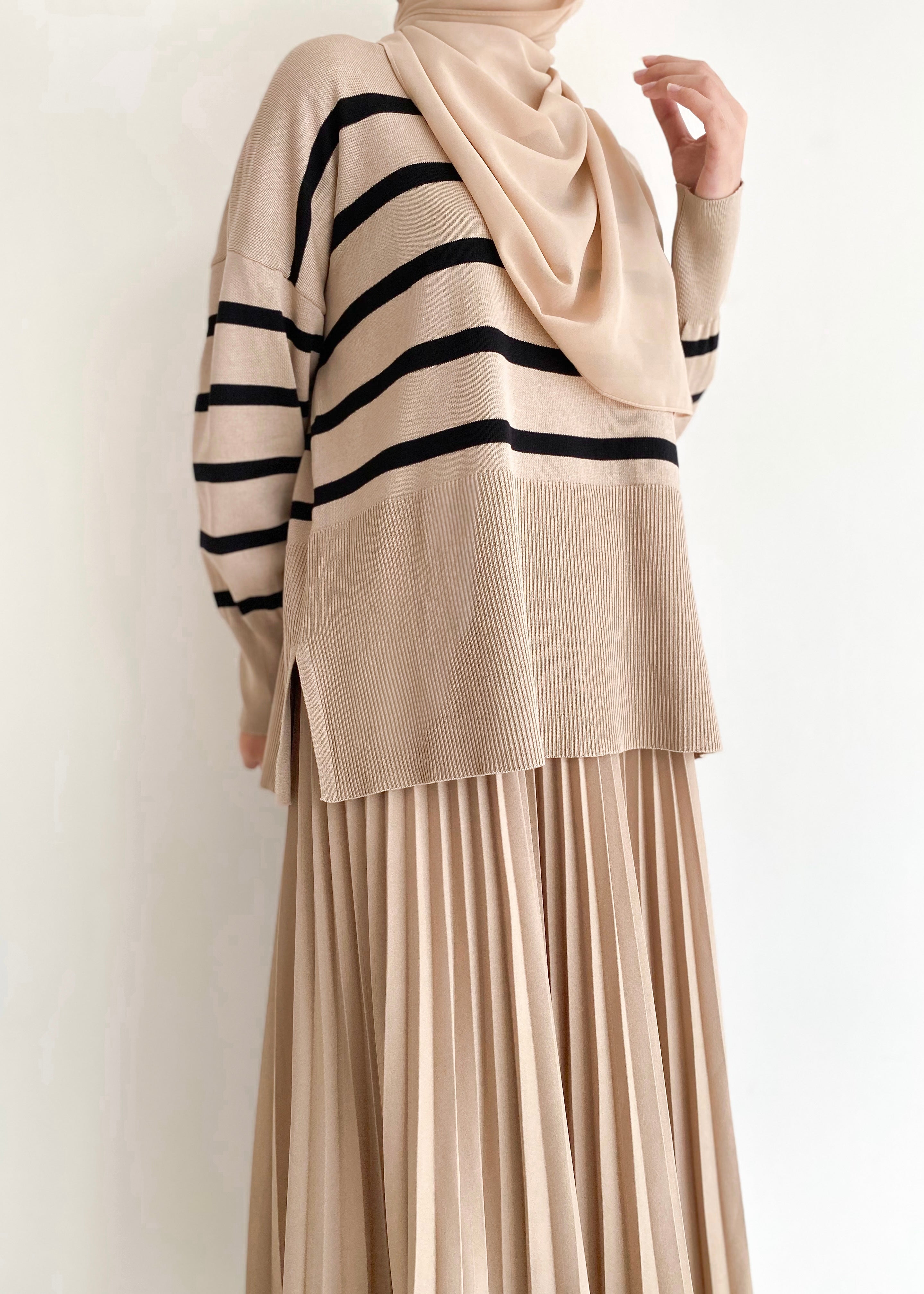 Evelyn Striped Top in Latte