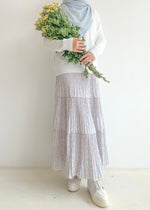 Load image into Gallery viewer, Petal Pleated Skirt in Soft Blue
