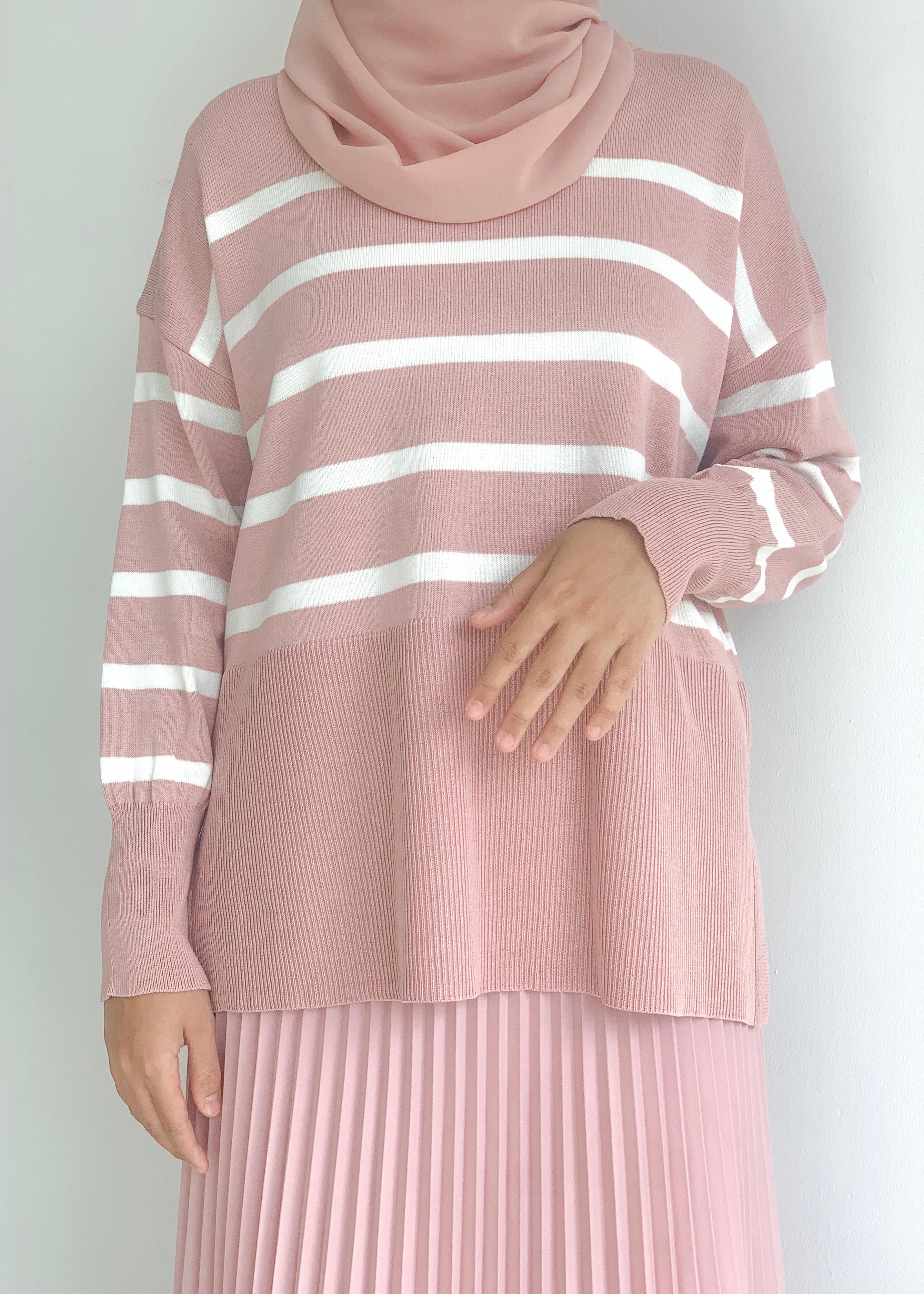 Evelyn Striped Top in Pastel Pink