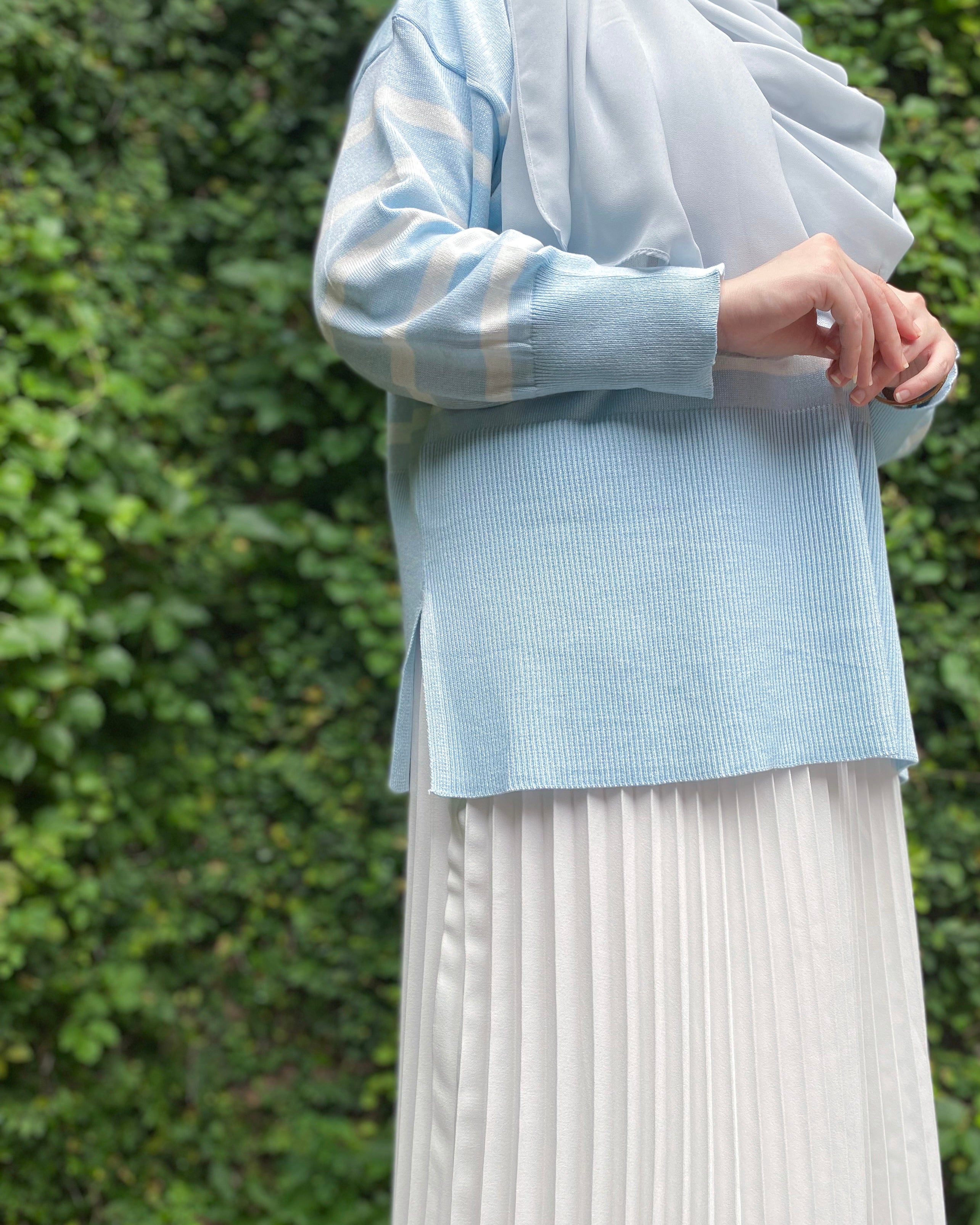 Evelyn Striped Top in Pastel Blue