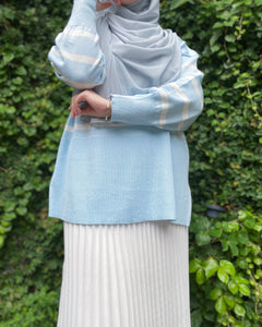 Evelyn Striped Top in Pastel Blue