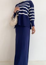 Load image into Gallery viewer, Evelyn Striped Top in Navy Blue
