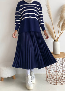 Evelyn Striped Top in Navy Blue