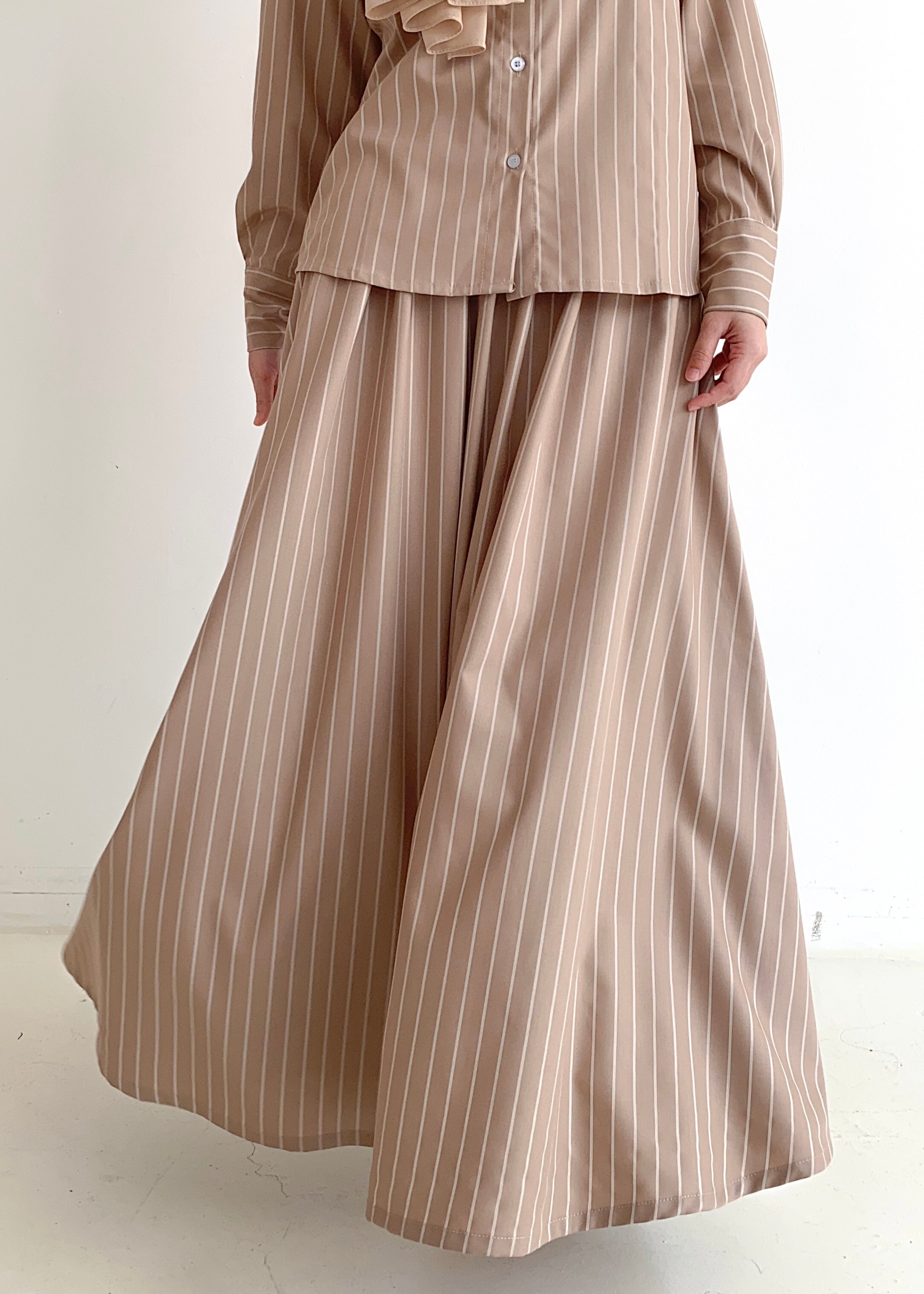 Lucy Striped Skirt in Latte