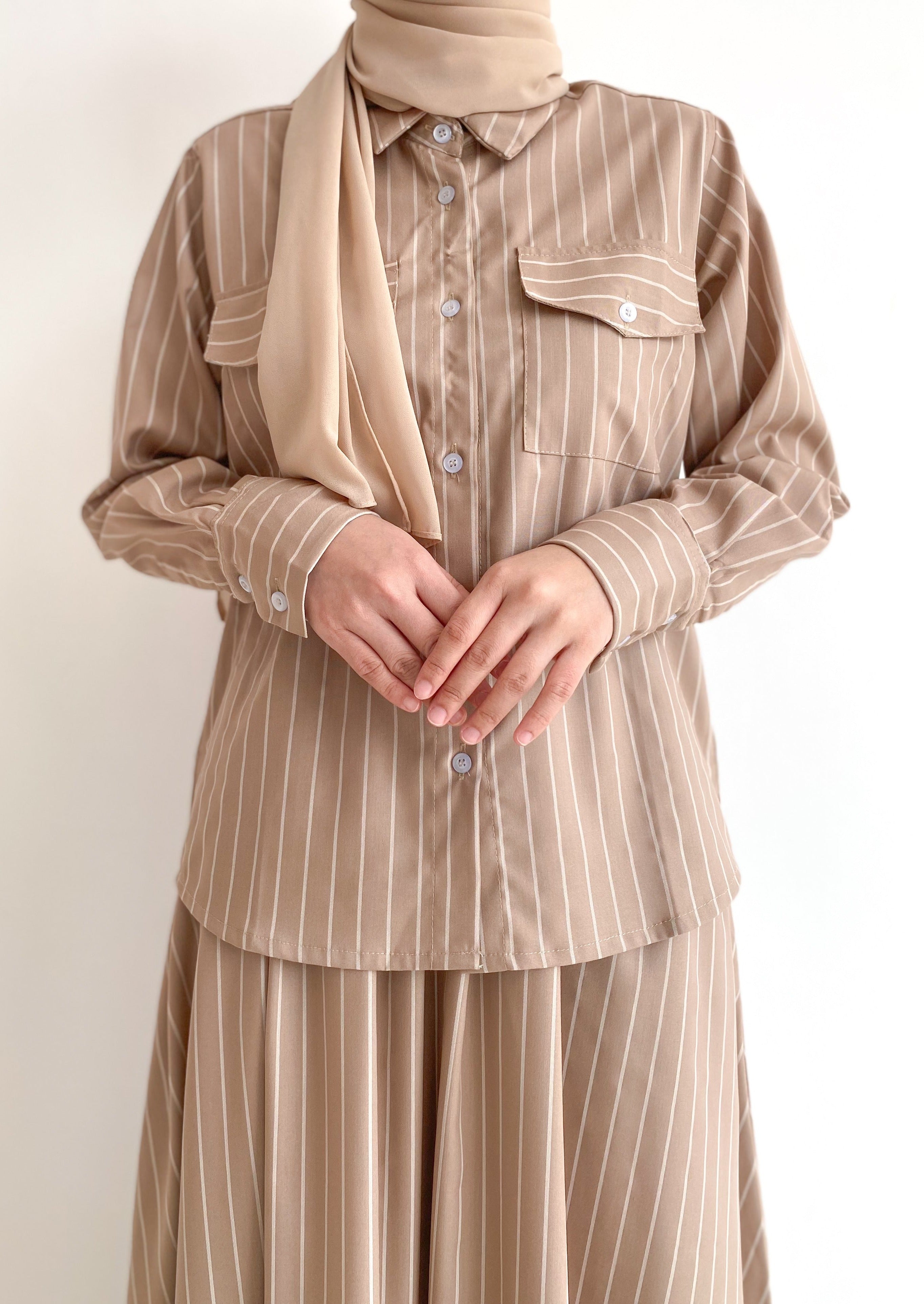 Lucy Striped Top in Latte