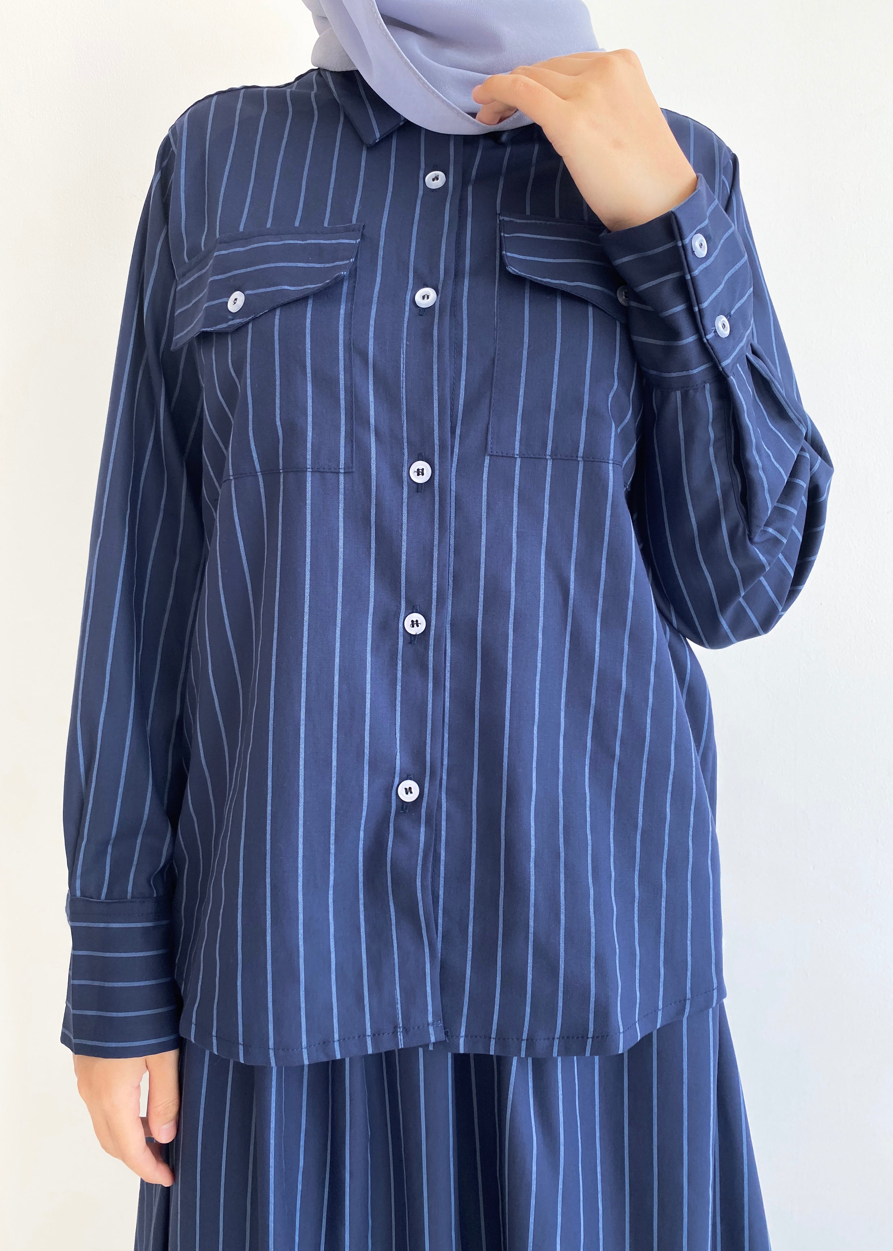 Lucy Striped Top in Navy Blue