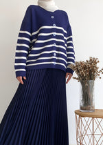 Load image into Gallery viewer, Gwen Striped Cardigan in Navy Blue
