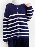 Load image into Gallery viewer, Gwen Striped Cardigan in Navy Blue
