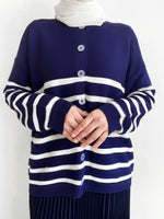 Load image into Gallery viewer, Gwen Striped Cardigan in Navy Blue
