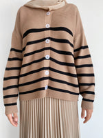 Load image into Gallery viewer, Gwen Striped Cardigan in Latte
