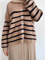 Load image into Gallery viewer, Gwen Striped Cardigan in Latte
