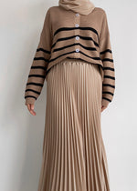 Load image into Gallery viewer, Gwen Striped Cardigan in Latte
