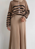 Load image into Gallery viewer, Gwen Striped Cardigan in Latte
