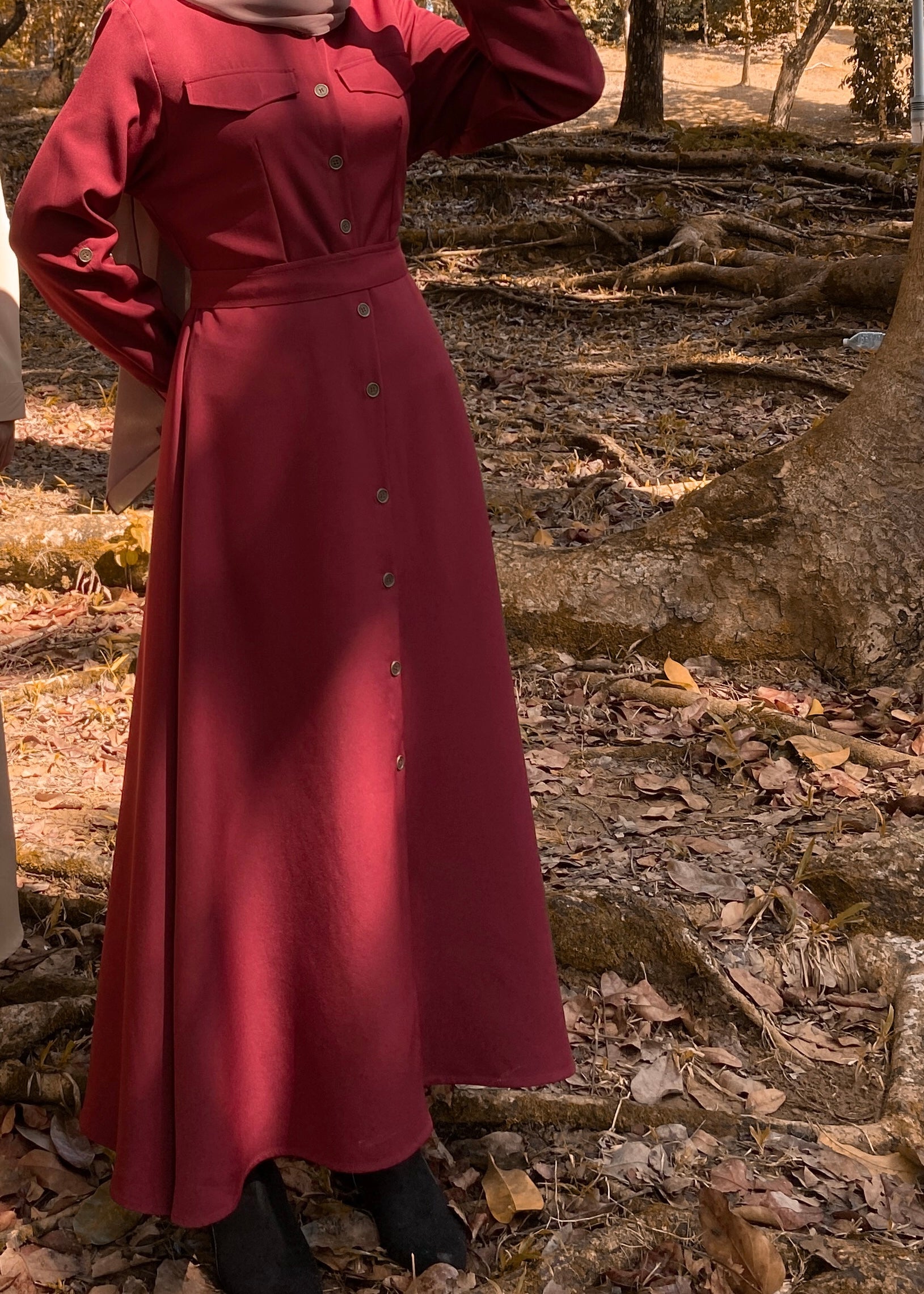 Rivka Utility Dress in Crimson