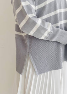 Evelyn Striped Top in Grey