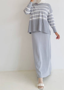 Evelyn Striped Top in Grey
