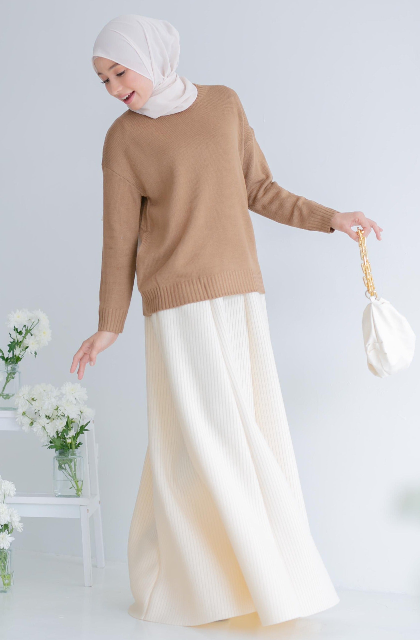 Khloe Striped Skirt in Cream