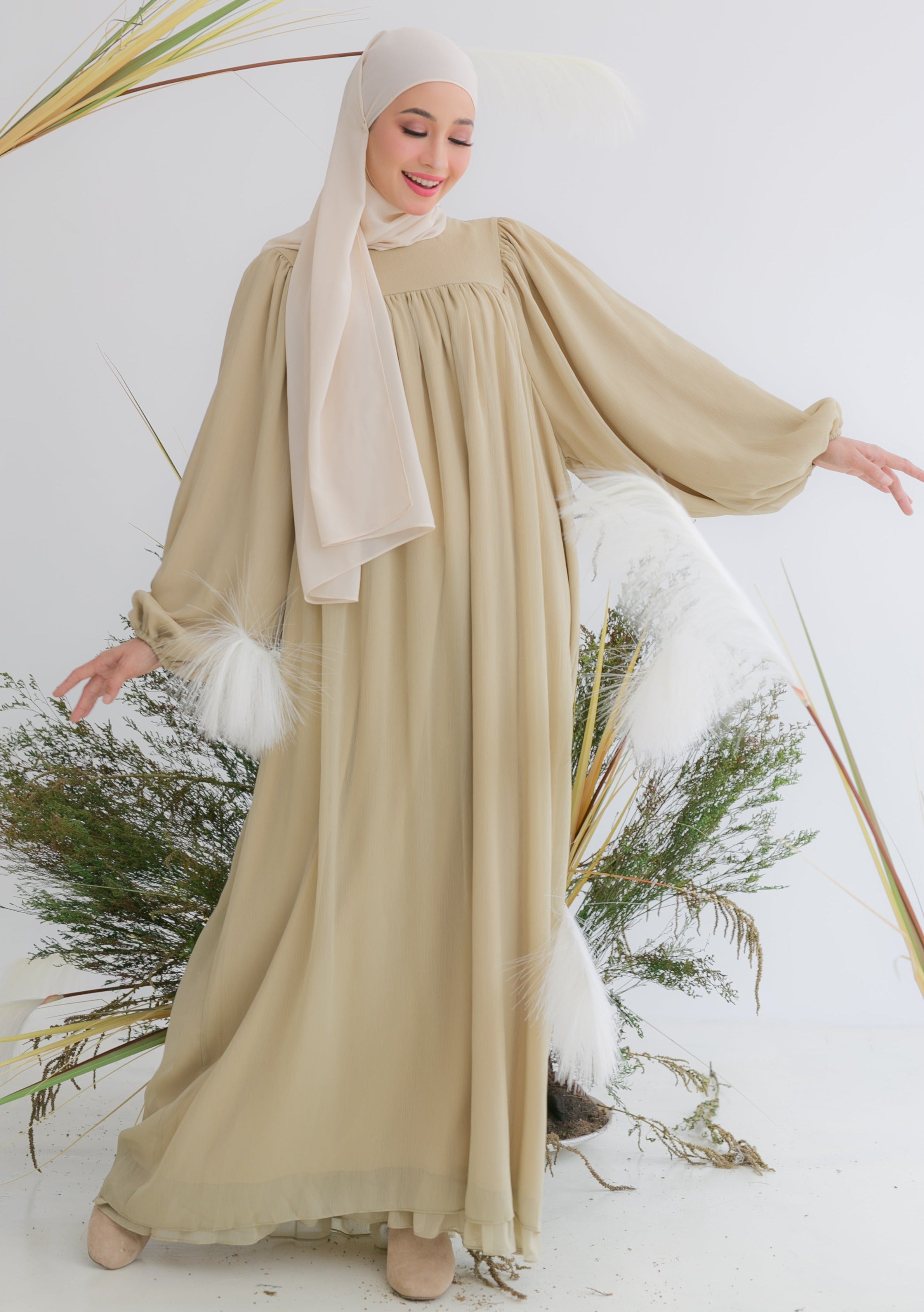 Victoria Long Dress in Olive