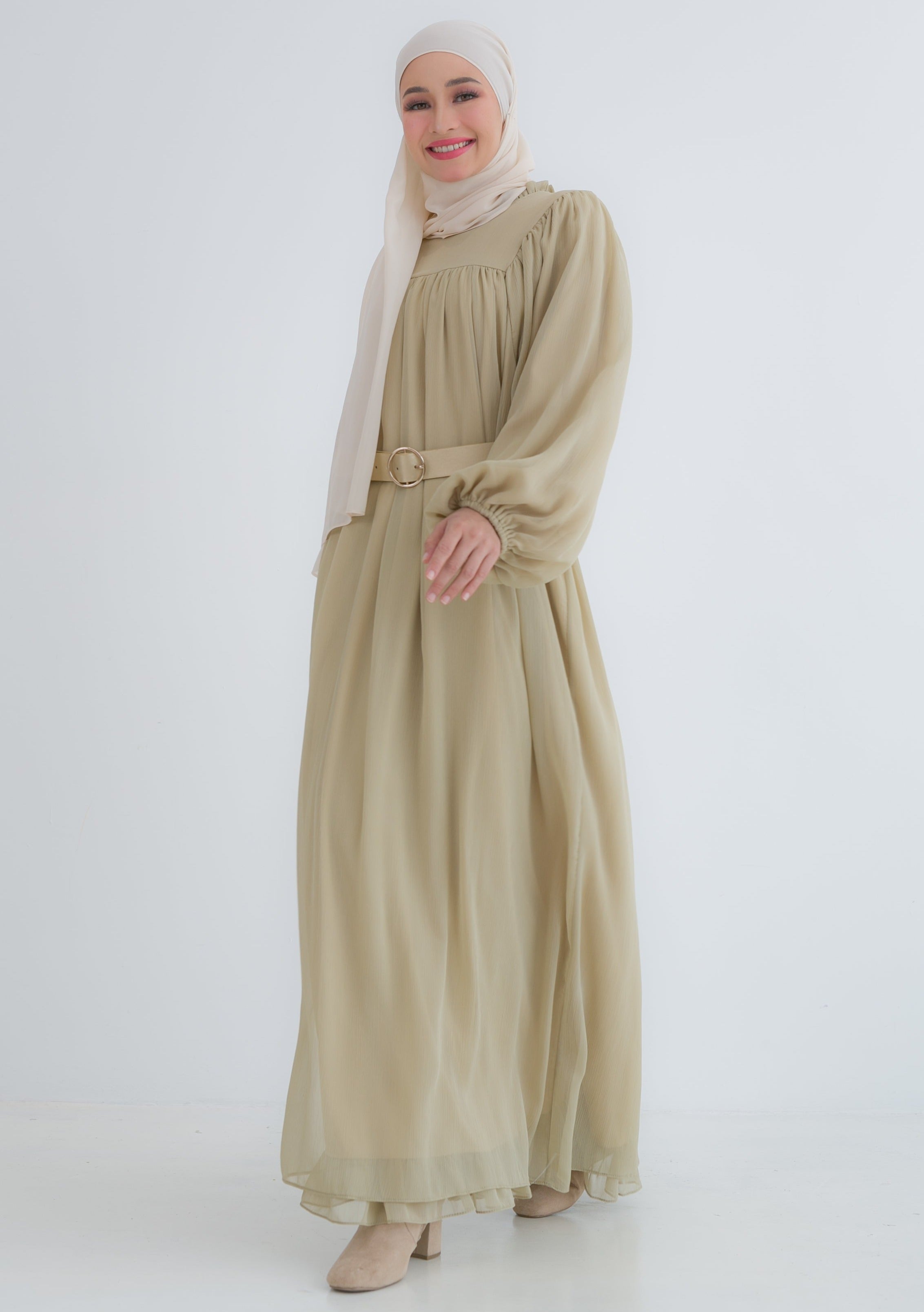 Victoria Long Dress in Olive