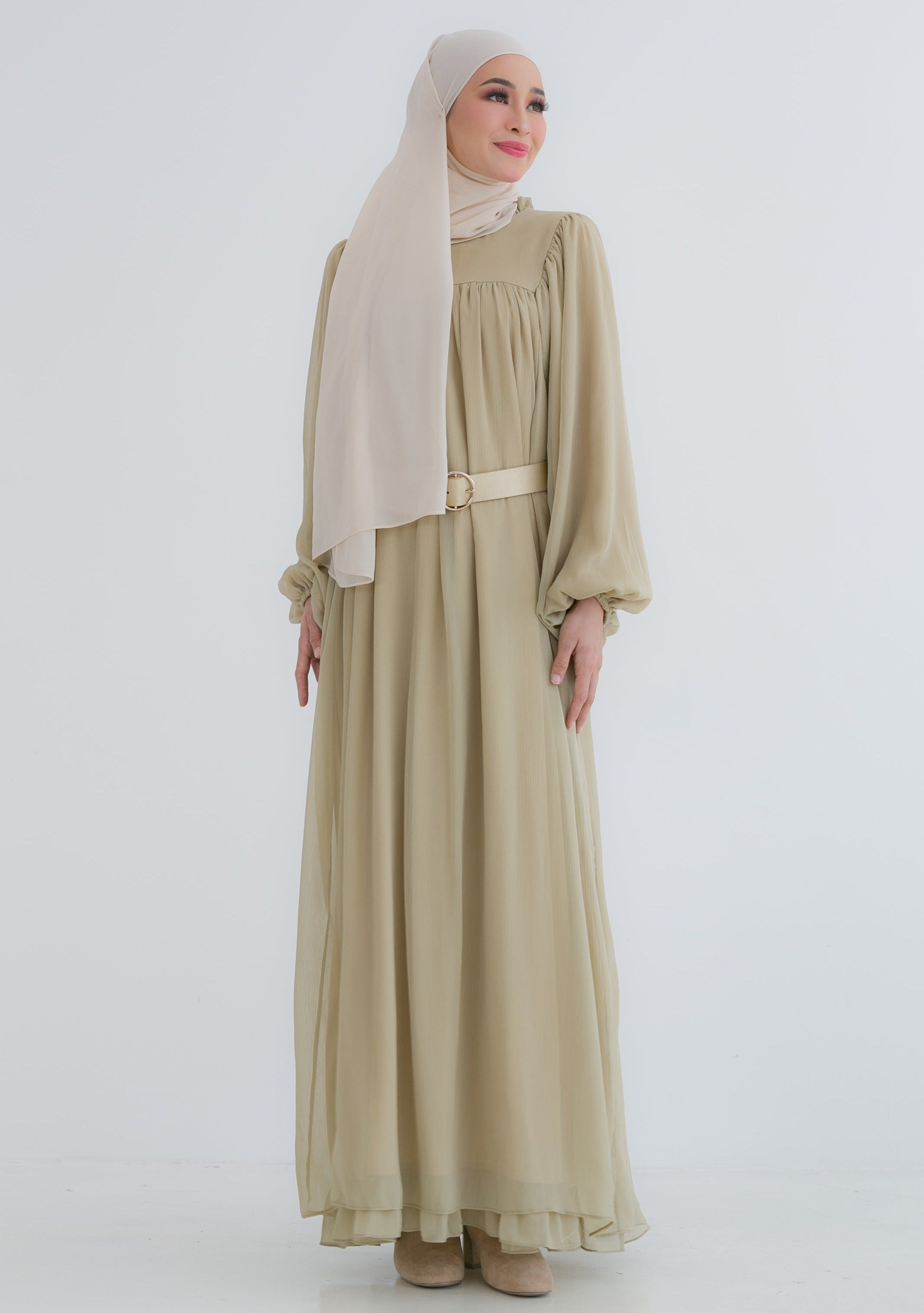 Victoria Long Dress in Olive