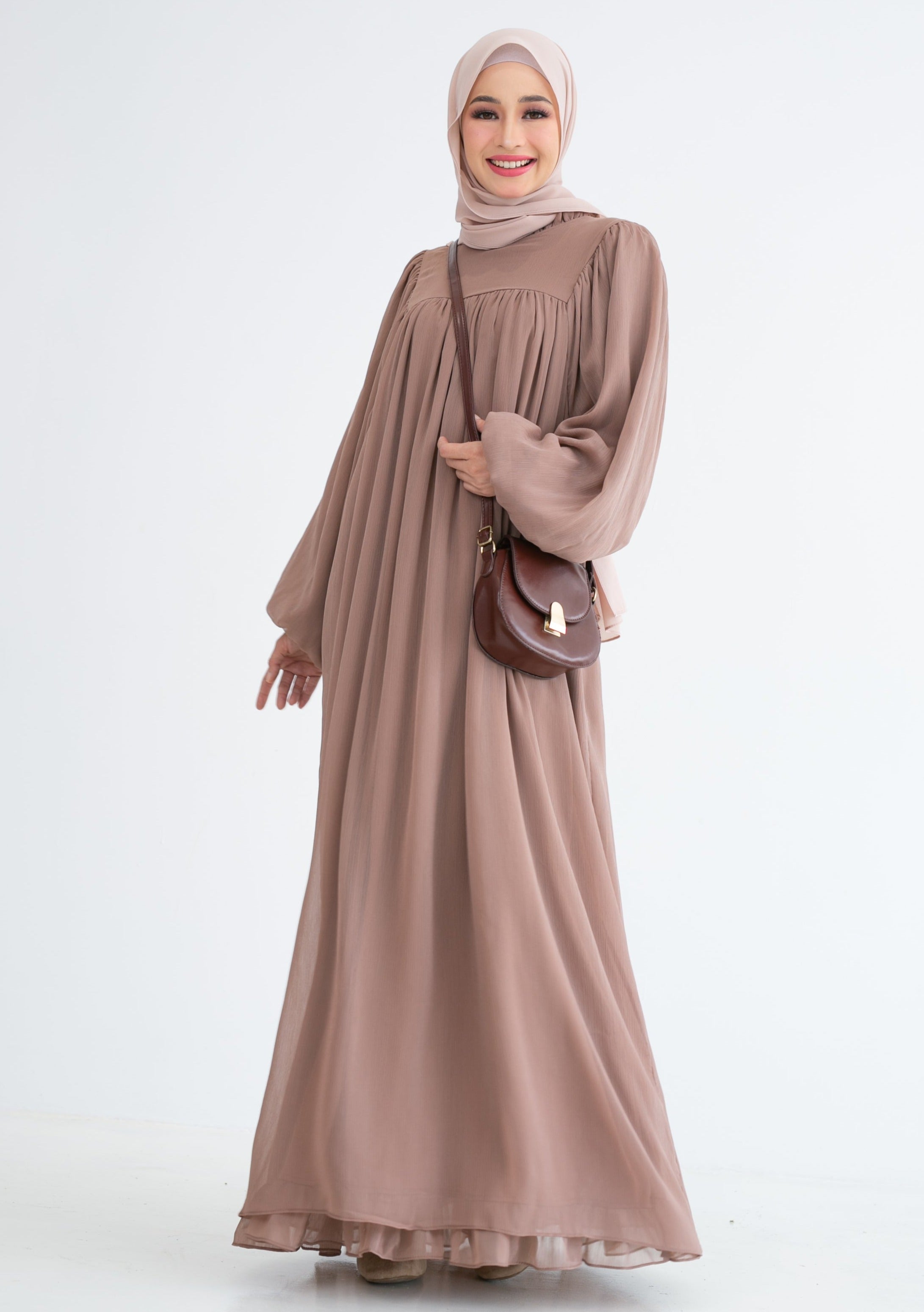 Victoria Long Dress in Mocha