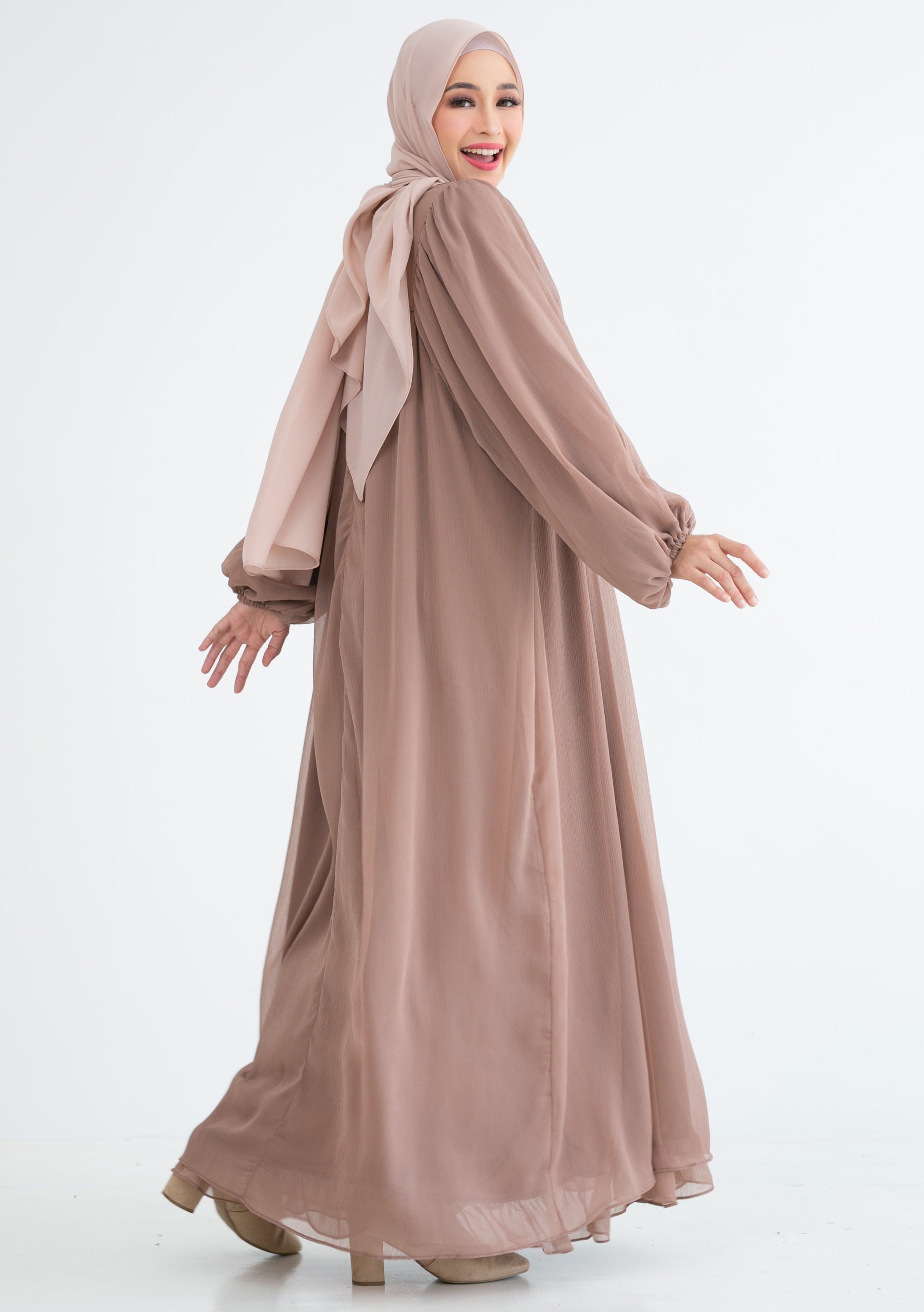 Victoria Long Dress in Mocha