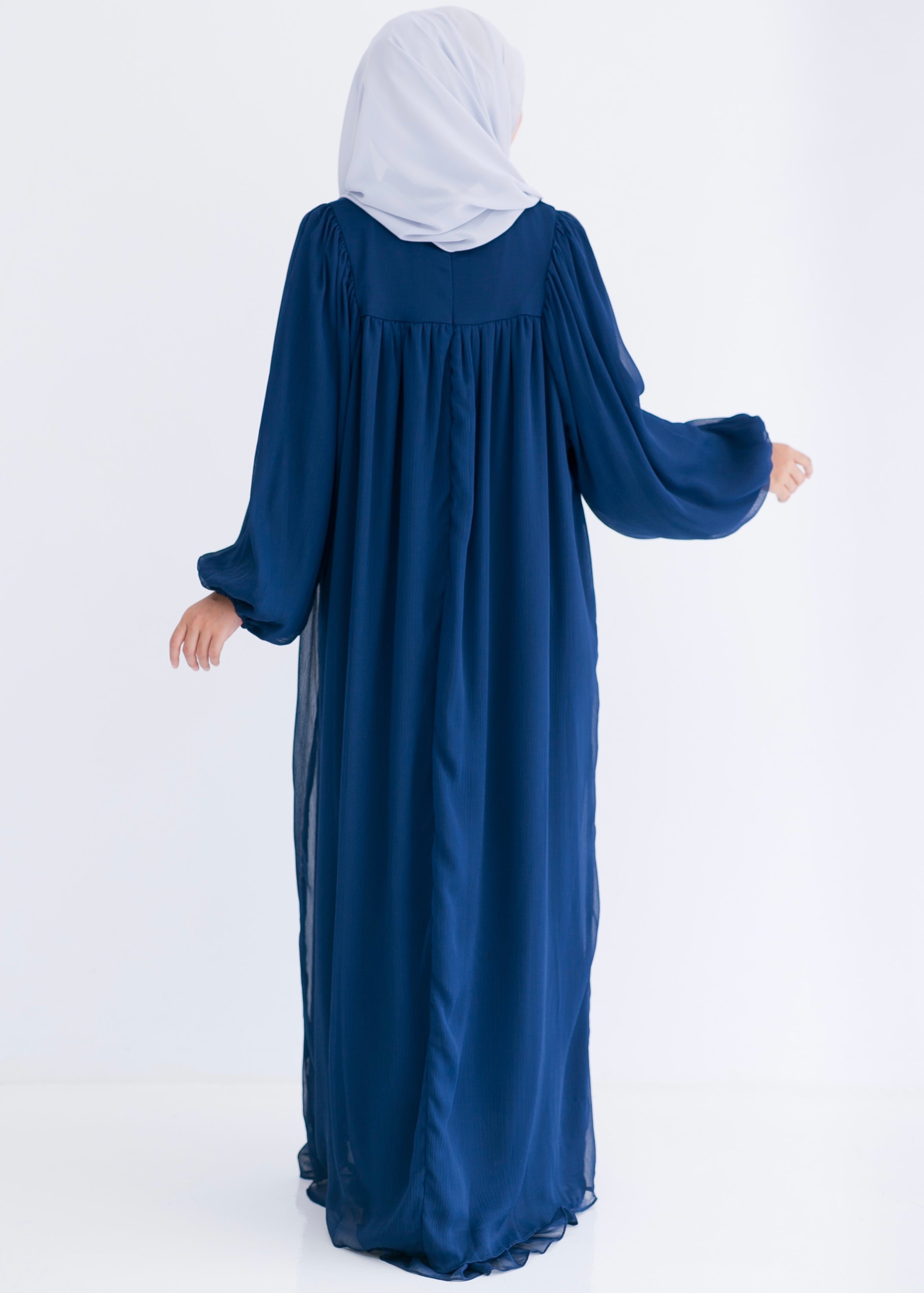 Victoria Long Dress in Navy Blue