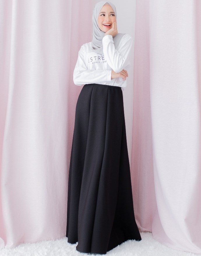 Khloe Striped Skirt in Black